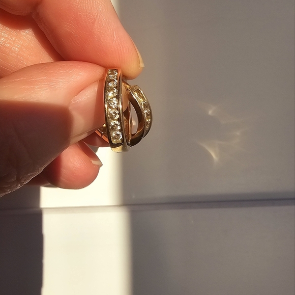 Peoples 10k Yellow Gold 14 Diamond Small Hoop Earrings 5.3g - Picture 4 of 8